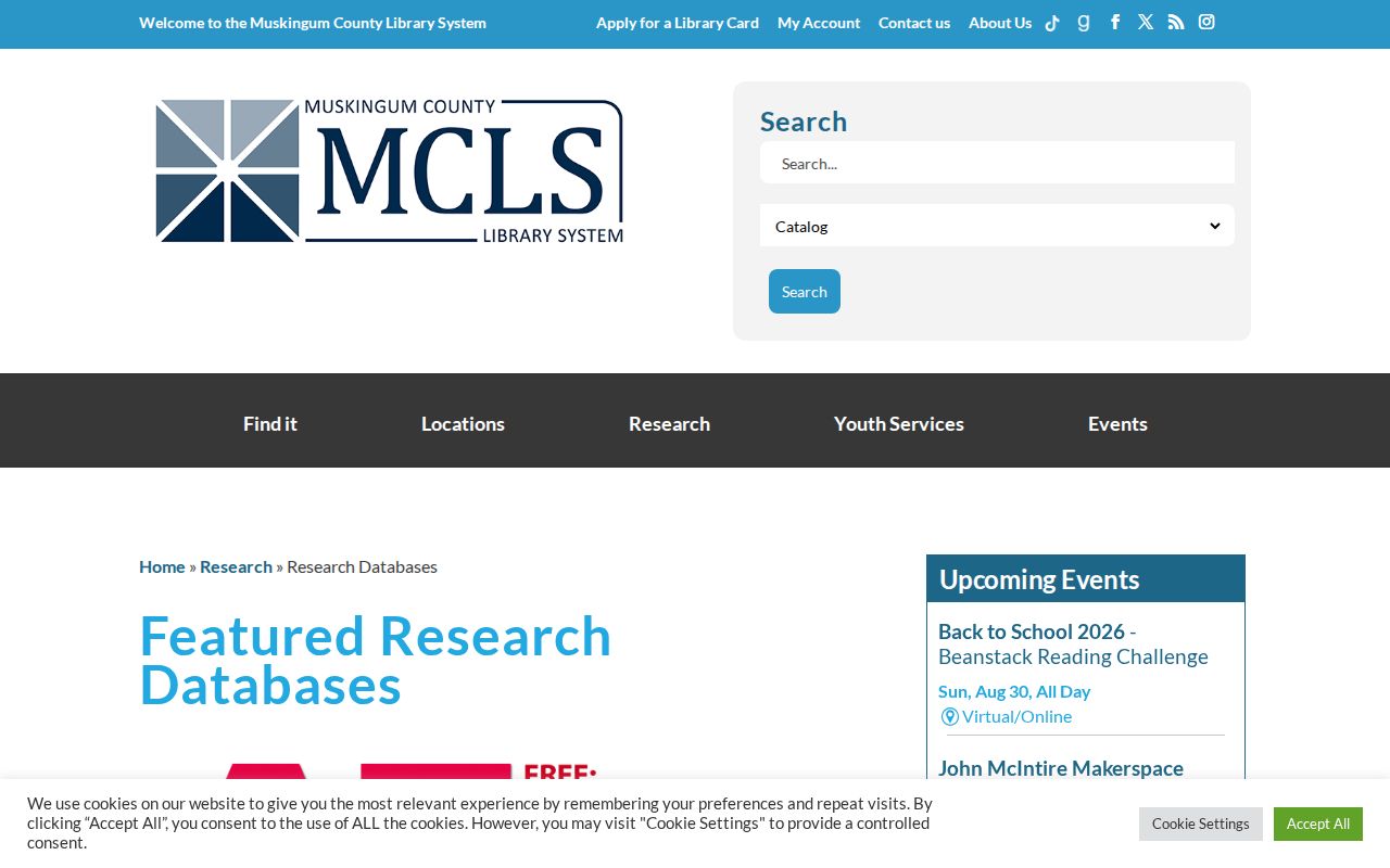Zanesville city directory research databases at John McIntire Library