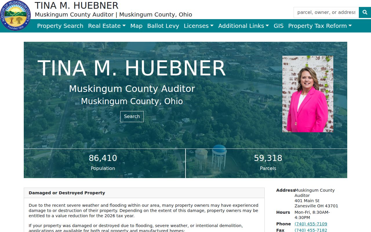 Zanesville residents directory Muskingum County Auditor property search