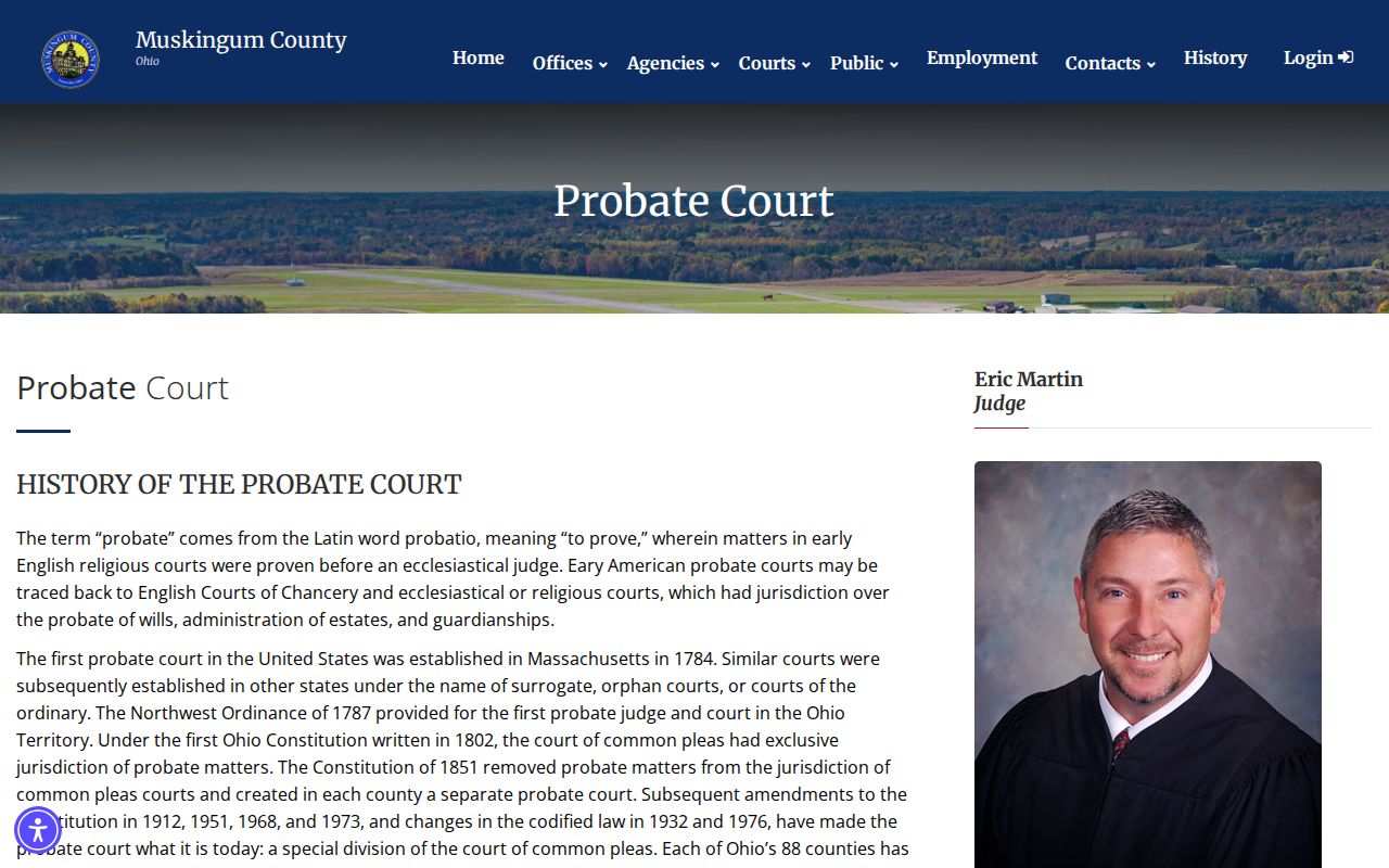 Zanesville residents directory Muskingum County Probate historical records page