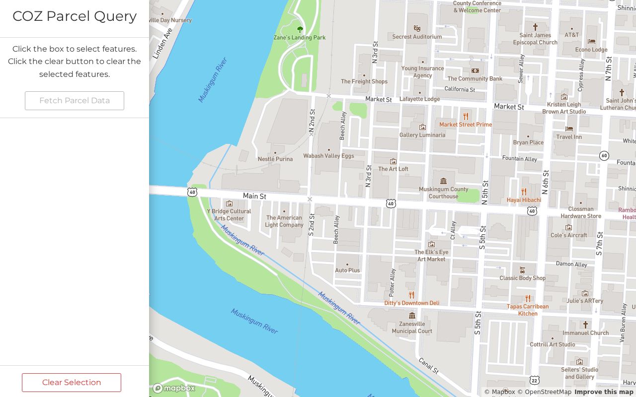 Zanesville neighbors city parcel query map