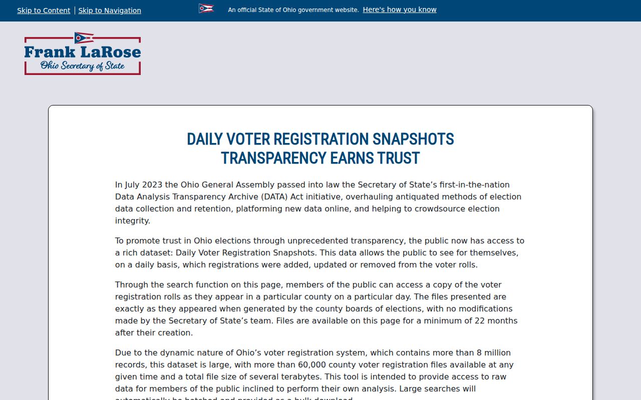 Zanesville neighbors Ohio voter data portal