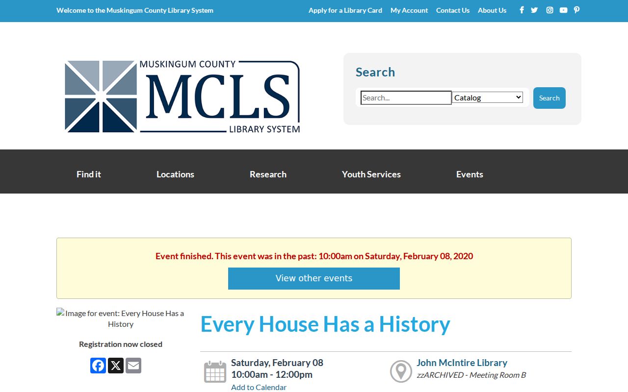 Zanesville previous residents library house history research