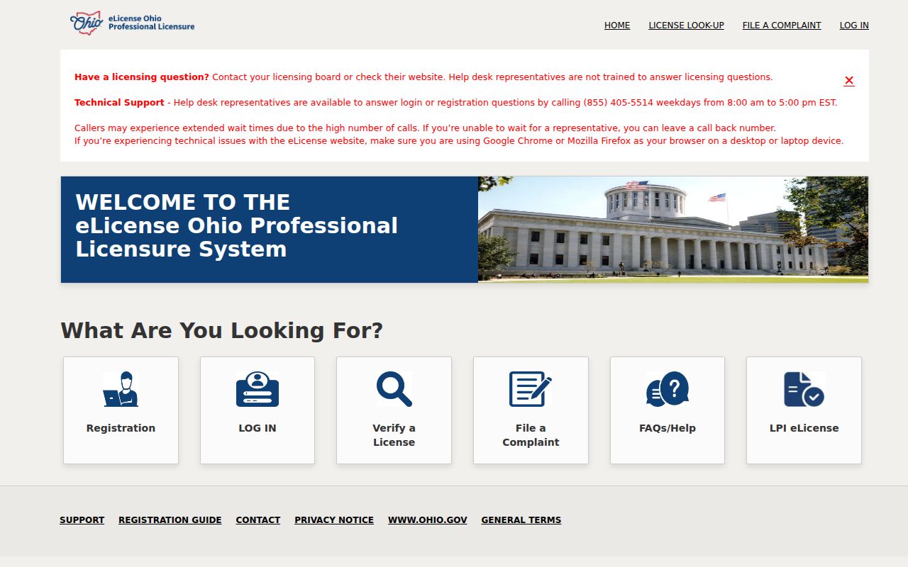 Zanesville resident lookup Ohio eLicense professional credential search